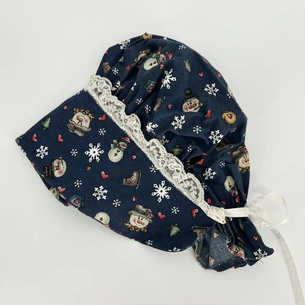 Vintage Holiday Christmas Bonnet Prairie Pioneer Cottage Old Fashioned Retro Cap